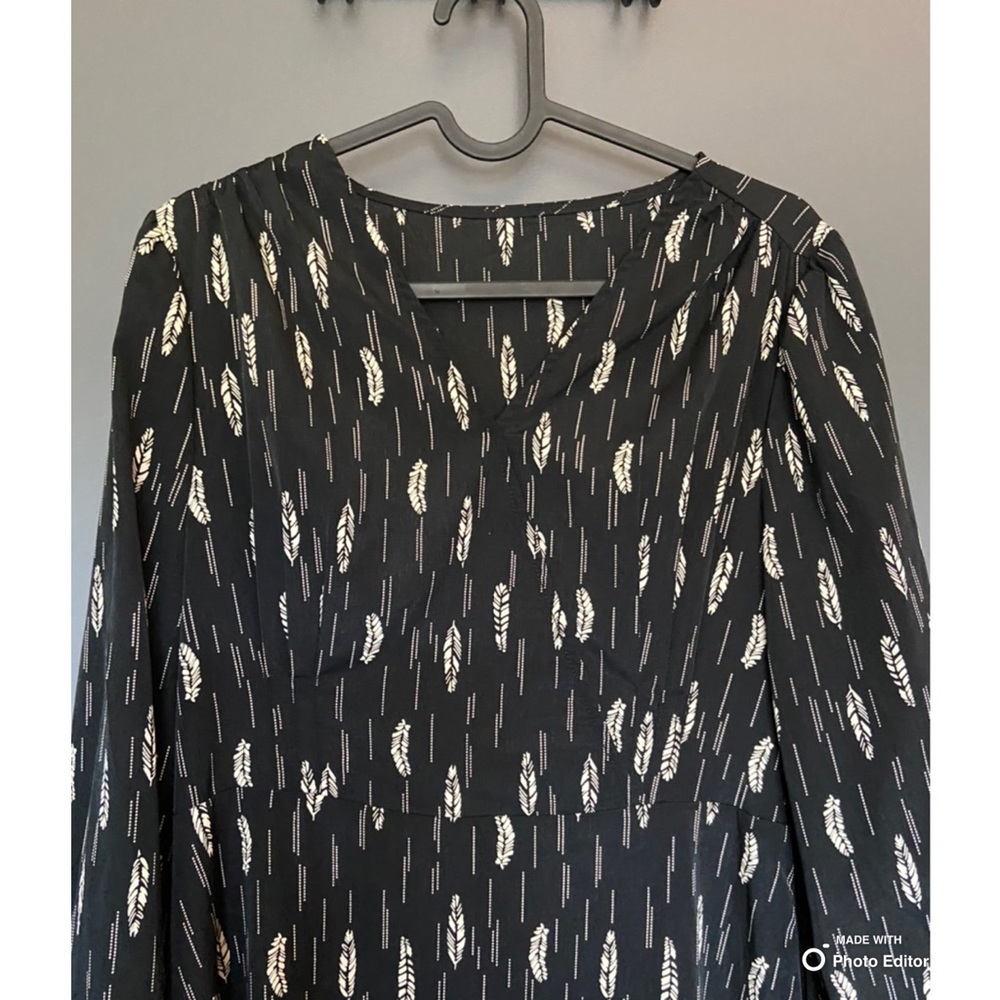 long feather-print dress
